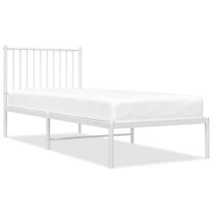 Metal Bed Frame without Mattress with Headboard White 80x200cm