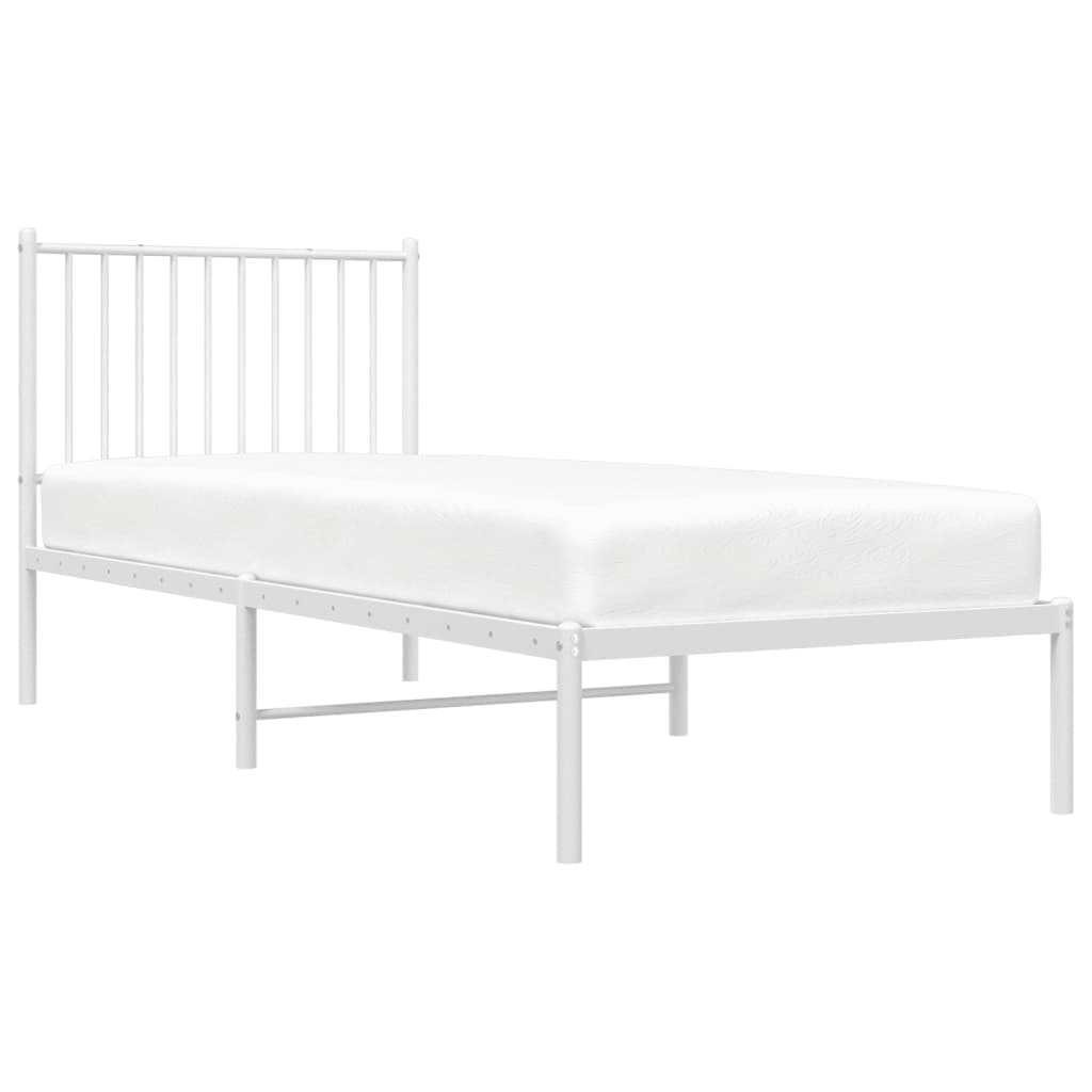 Metal Bed Frame without Mattress with Headboard White 80x200cm