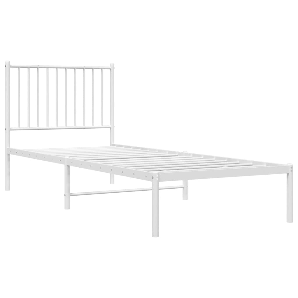 Metal Bed Frame without Mattress with Headboard White 80x200cm