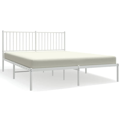 Metal Bed Frame without Mattress with Headboard White 160x200cm