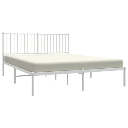 Metal Bed Frame without Mattress with Headboard White 160x200cm