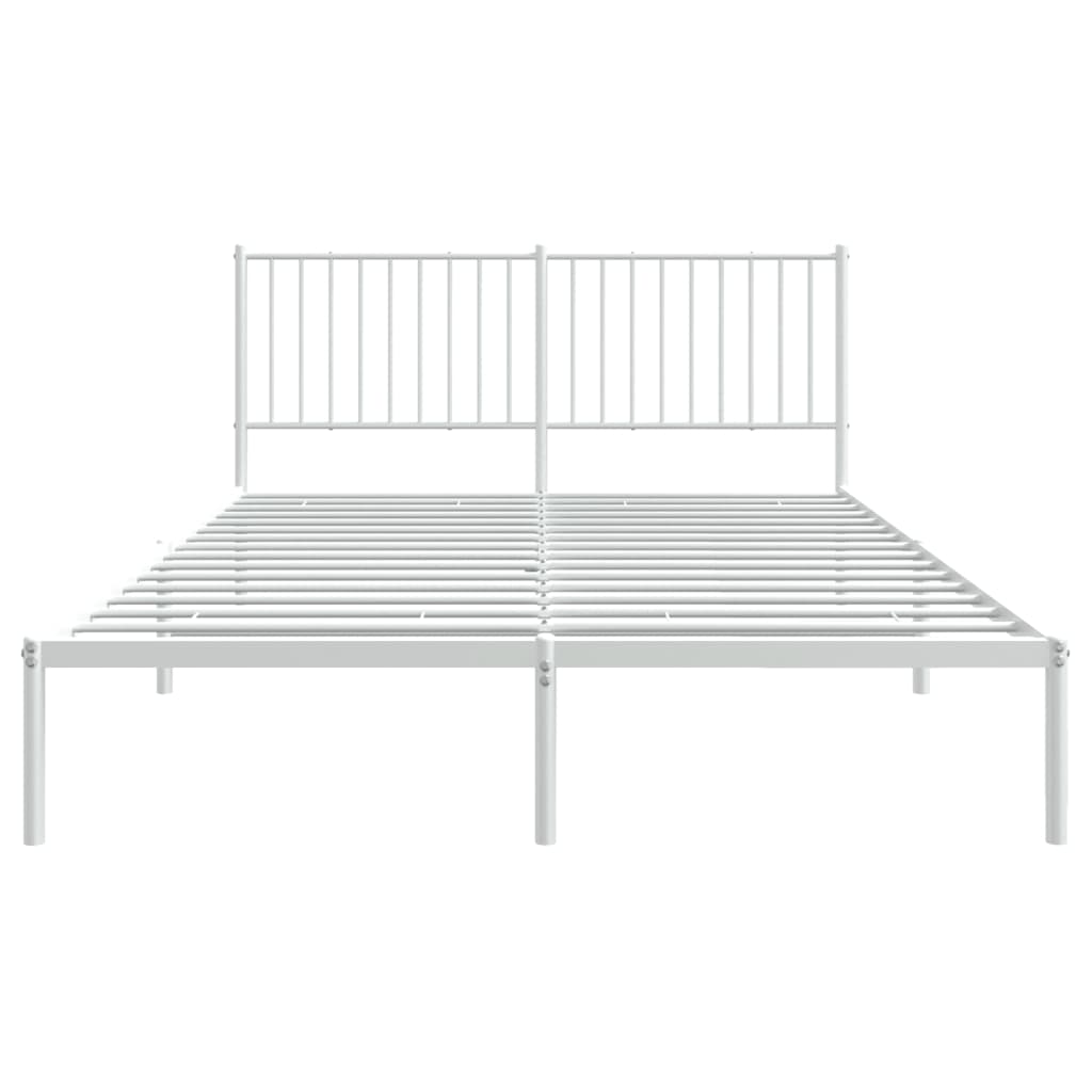 Metal Bed Frame without Mattress with Headboard White 160x200cm
