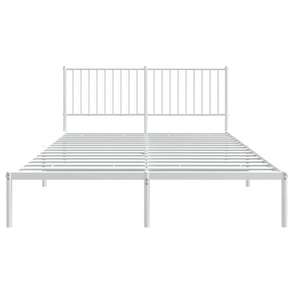Metal Bed Frame without Mattress with Headboard White 160x200cm
