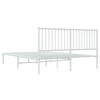 Metal Bed Frame without Mattress with Headboard White 160x200cm