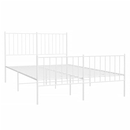 Metal Bed Frame without Mattress with Footboard White 120x190cm