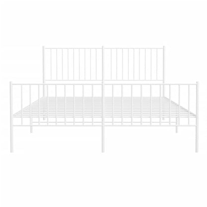 Metal Bed Frame without Mattress with Footboard White 160x200cm