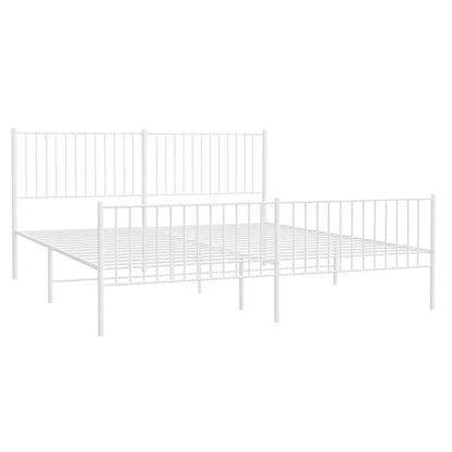 Metal Bed Frame without Mattress with Footboard White 200x200cm