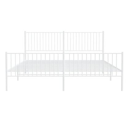 Metal Bed Frame without Mattress with Footboard White 200x200cm