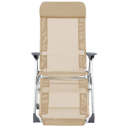 Folding Camping Chairs with Footrests 2 pcs Cream Textilene