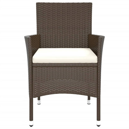 Garden Chairs with Cushions 2 pcs Brown Poly Rattan (UK/IE/FI/NO only)