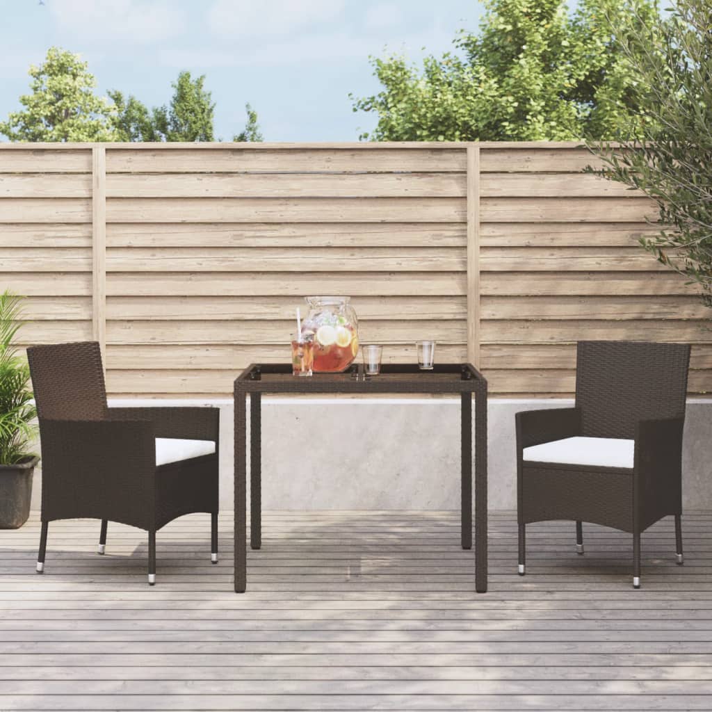 Garden Chairs with Cushions 2 pcs Brown Poly Rattan (UK/IE/FI/NO only)