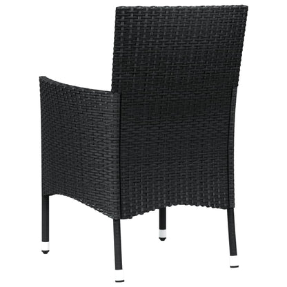 Garden Chairs with Cushions 2 pcs Black Poly Rattan