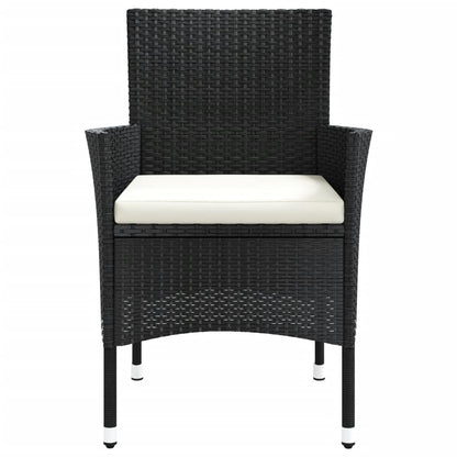 Garden Chairs with Cushions 4 pcs Black Poly Rattan (UK/IE/FI/NO only)