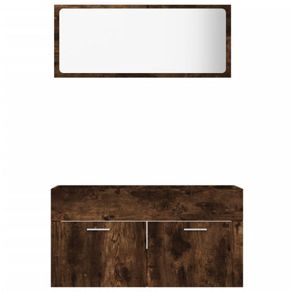 2 Piece Bathroom Furniture Set Smoked Oak Engineered Wood