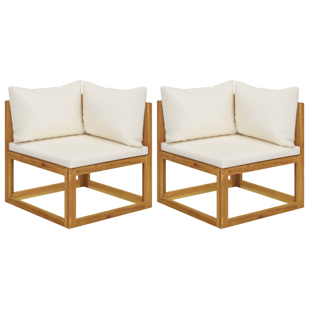 Sectional Corner Sofas 2 pcs with Cushions Solid Wood Acacia