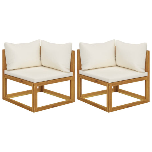 Sectional Corner Sofas 2 pcs with Cushions Solid Wood Acacia