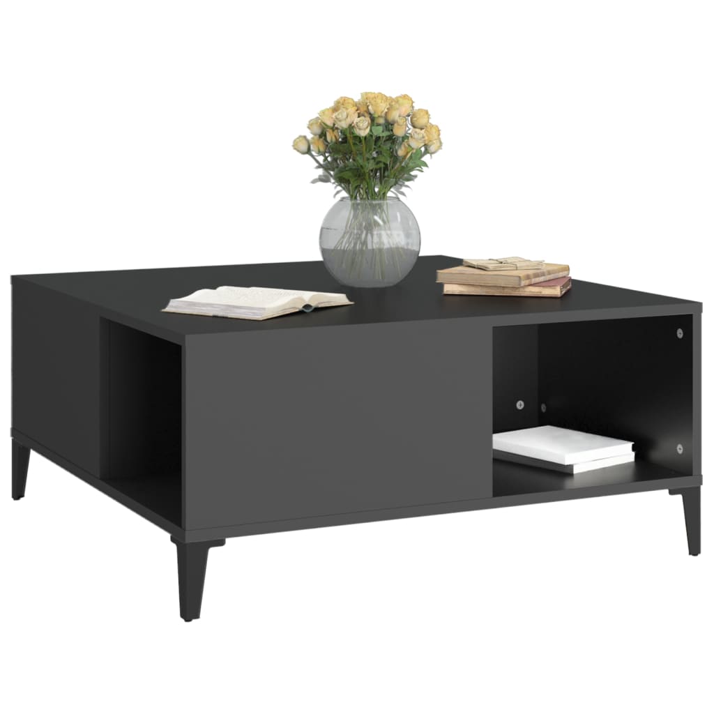 Coffee Table Black 80x80x36.5 cm Engineered Wood
