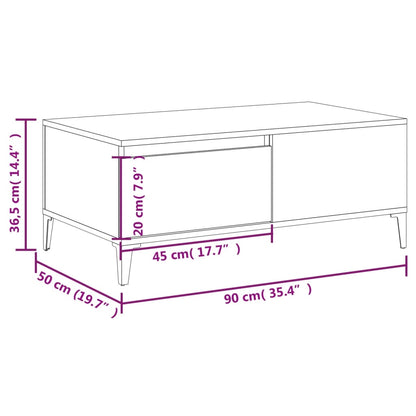 Coffee Table Brown Oak 90x50x36.5 cm Engineered Wood