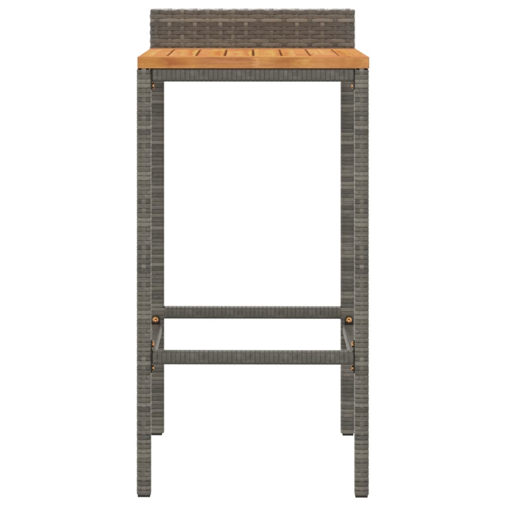 Bar Stools 2 pcs Grey Poly Rattan and Solid Wood Acacia