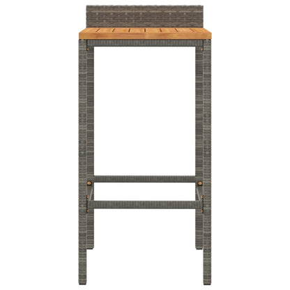 Bar Stools 2 pcs Grey Poly Rattan and Solid Wood Acacia