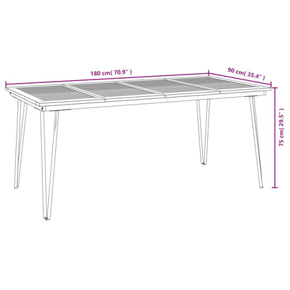 Garden Table with Hairpin Legs 180x90x75 cm Solid Wood Acacia