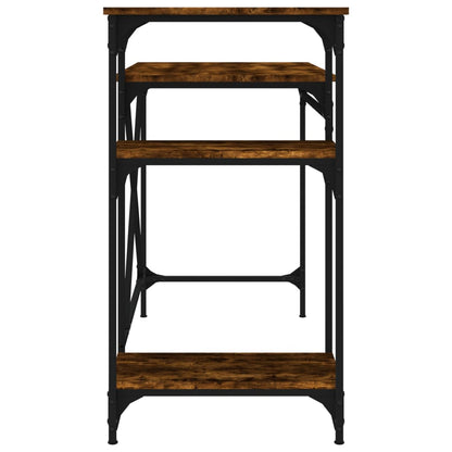 Desk with Shelves Smoked Oak 105x50x90 cm Engineered Wood&Iron