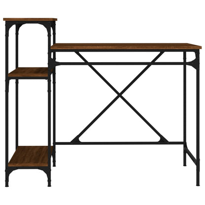 Desk with Shelves Brown Oak 105x50x90 cm Engineered Wood&Iron