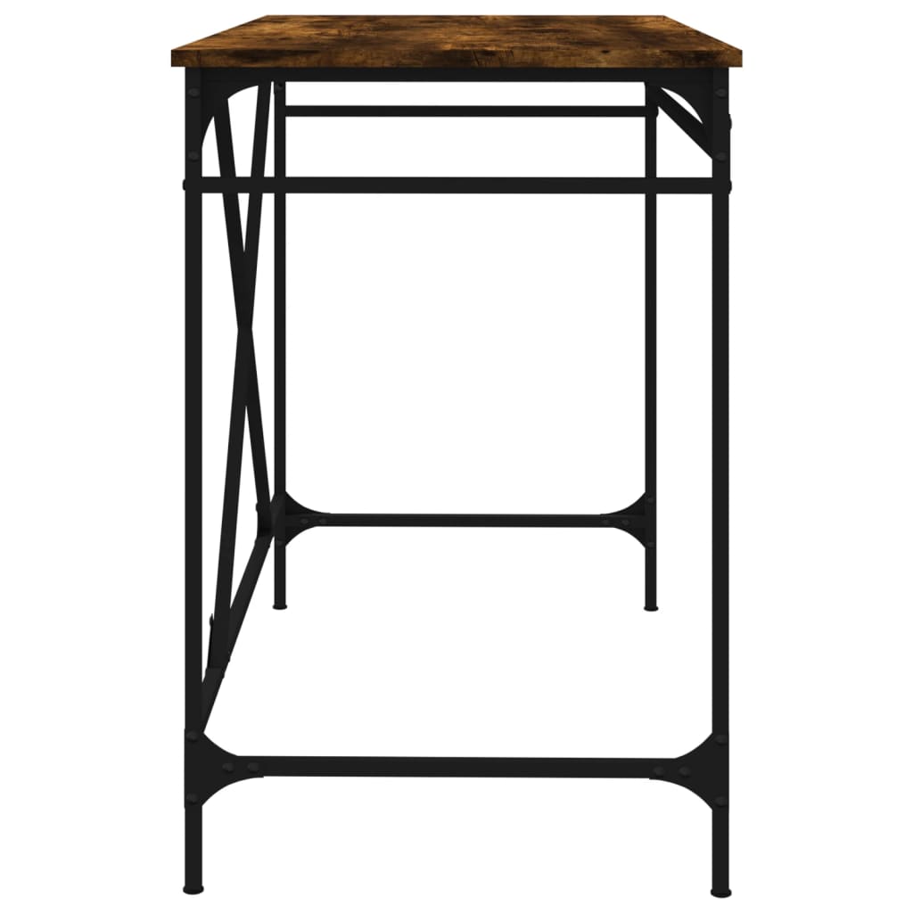 Desk Smoked Oak 100x50x75 cm Engineered Wood and Iron