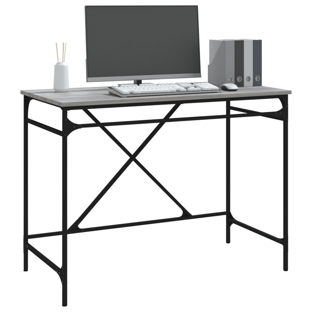 Desk Grey Sonoma 100x50x75 cm Engineered Wood and Iron