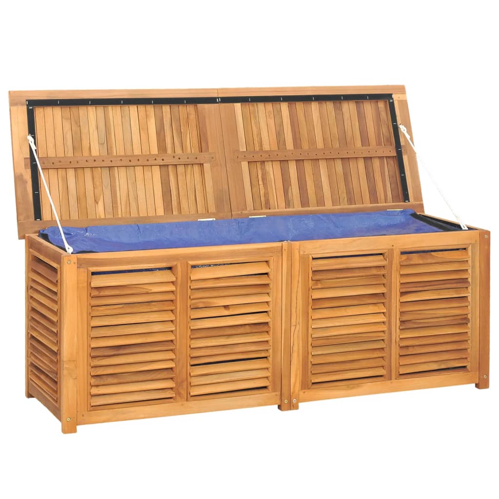 Garden Storage Box with Bag 150x50x53 cm Solid Wood Teak