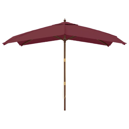 Garden Parasol with Wooden Pole Bordeaux Red 300x300x273 cm