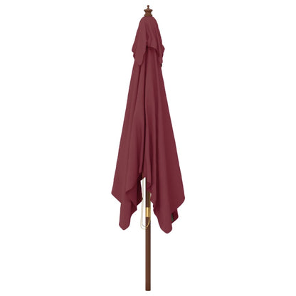 Garden Parasol with Wooden Pole Bordeaux Red 300x300x273 cm