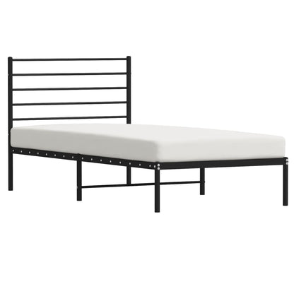 Metal Bed Frame without Mattress with Headboard Black 107x203cm