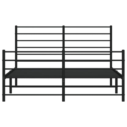 Metal Bed Frame without Mattress with Footboard Black 120x190cm