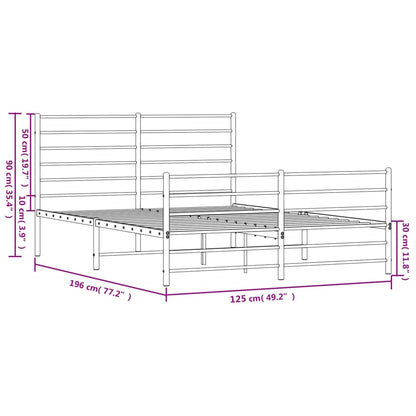 Metal Bed Frame without Mattress with Footboard Black 120x190cm
