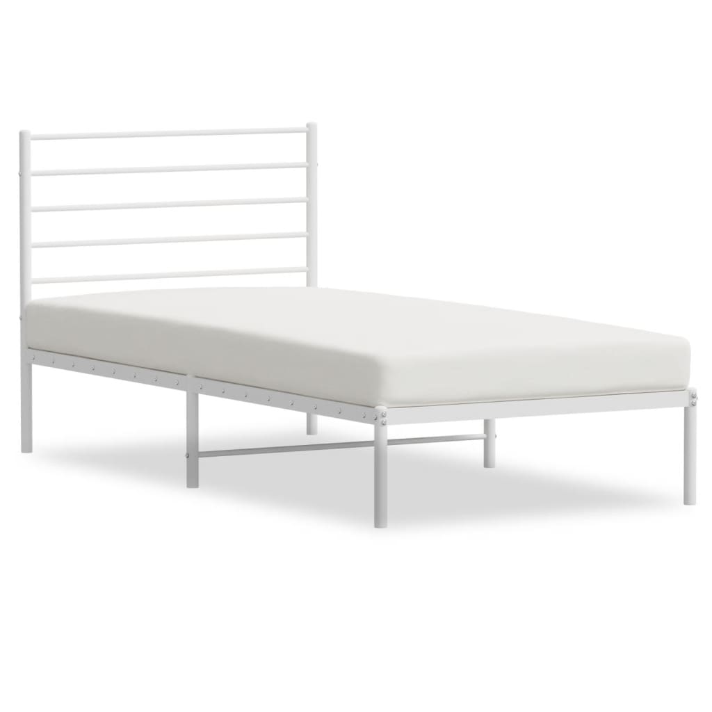 Metal Bed Frame without Mattress with Headboard White 80x200cm
