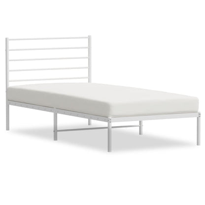 Metal Bed Frame without Mattress with Headboard White 80x200cm