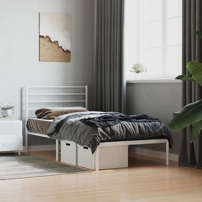 Metal Bed Frame without Mattress with Headboard White 80x200cm