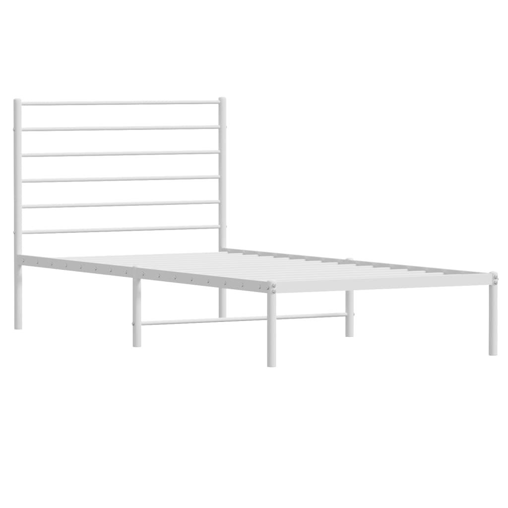 Metal Bed Frame without Mattress with Headboard White 80x200cm