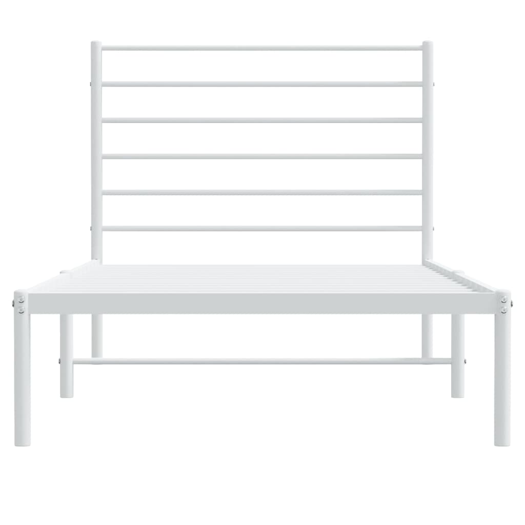 Metal Bed Frame without Mattress with Headboard White 80x200cm