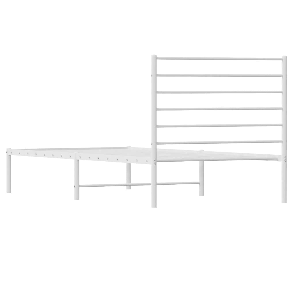 Metal Bed Frame without Mattress with Headboard White 80x200cm