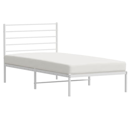 Metal Bed Frame without Mattress with Headboard White 90x190cm