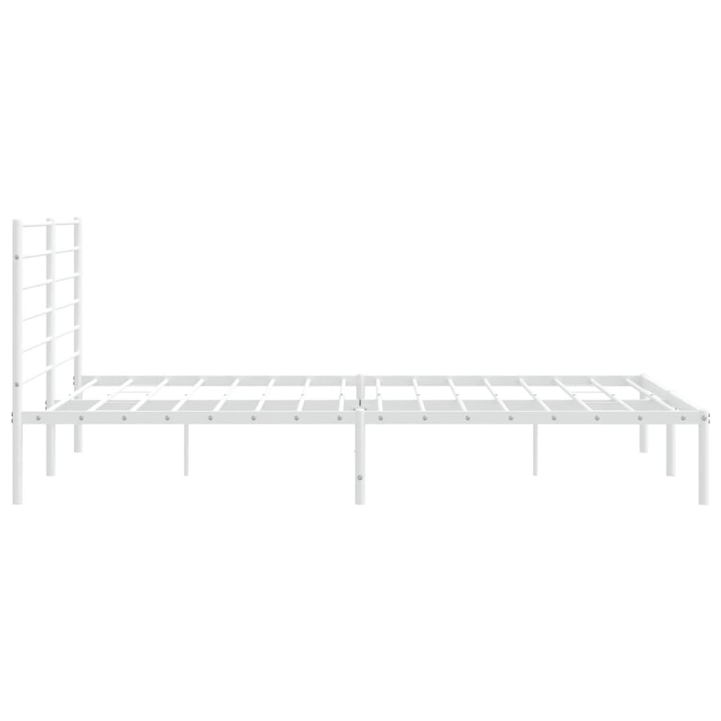 Metal Bed Frame without Mattress with Headboard White 180x200cm