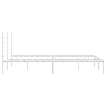 Metal Bed Frame without Mattress with Headboard White 180x200cm