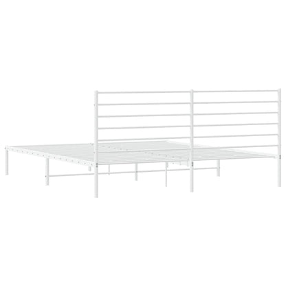 Metal Bed Frame without Mattress with Headboard White 180x200cm