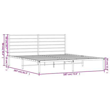 Metal Bed Frame without Mattress with Headboard White 180x200cm