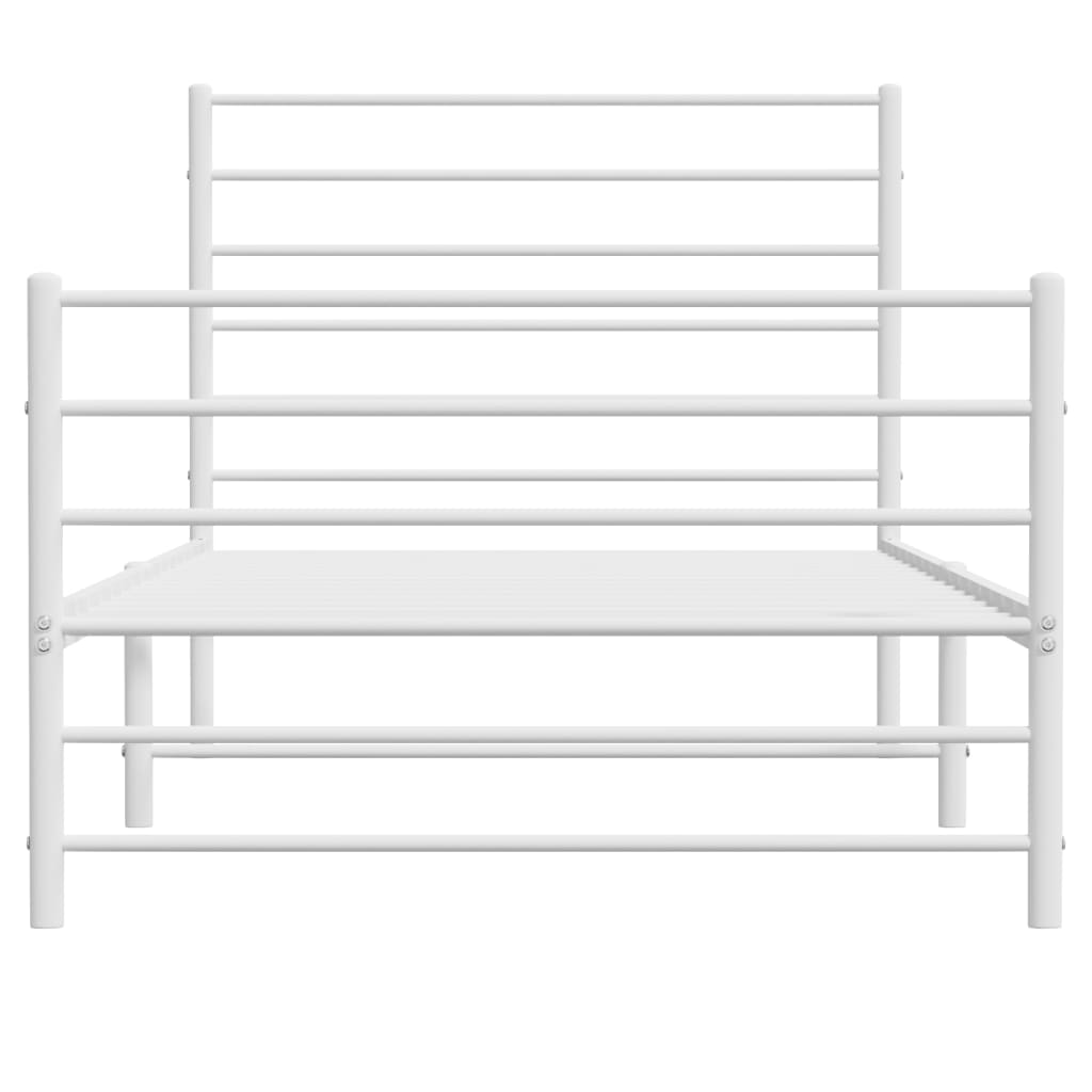Metal Bed Frame without Mattress with Footboard White 107x203cm