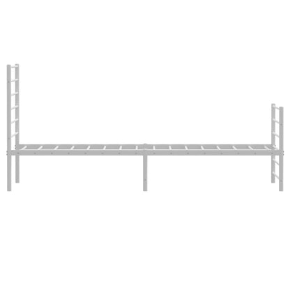 Metal Bed Frame without Mattress with Footboard White 107x203cm
