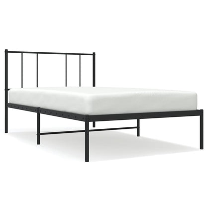 Metal Bed Frame without Mattress with Headboard Black 80x200cm