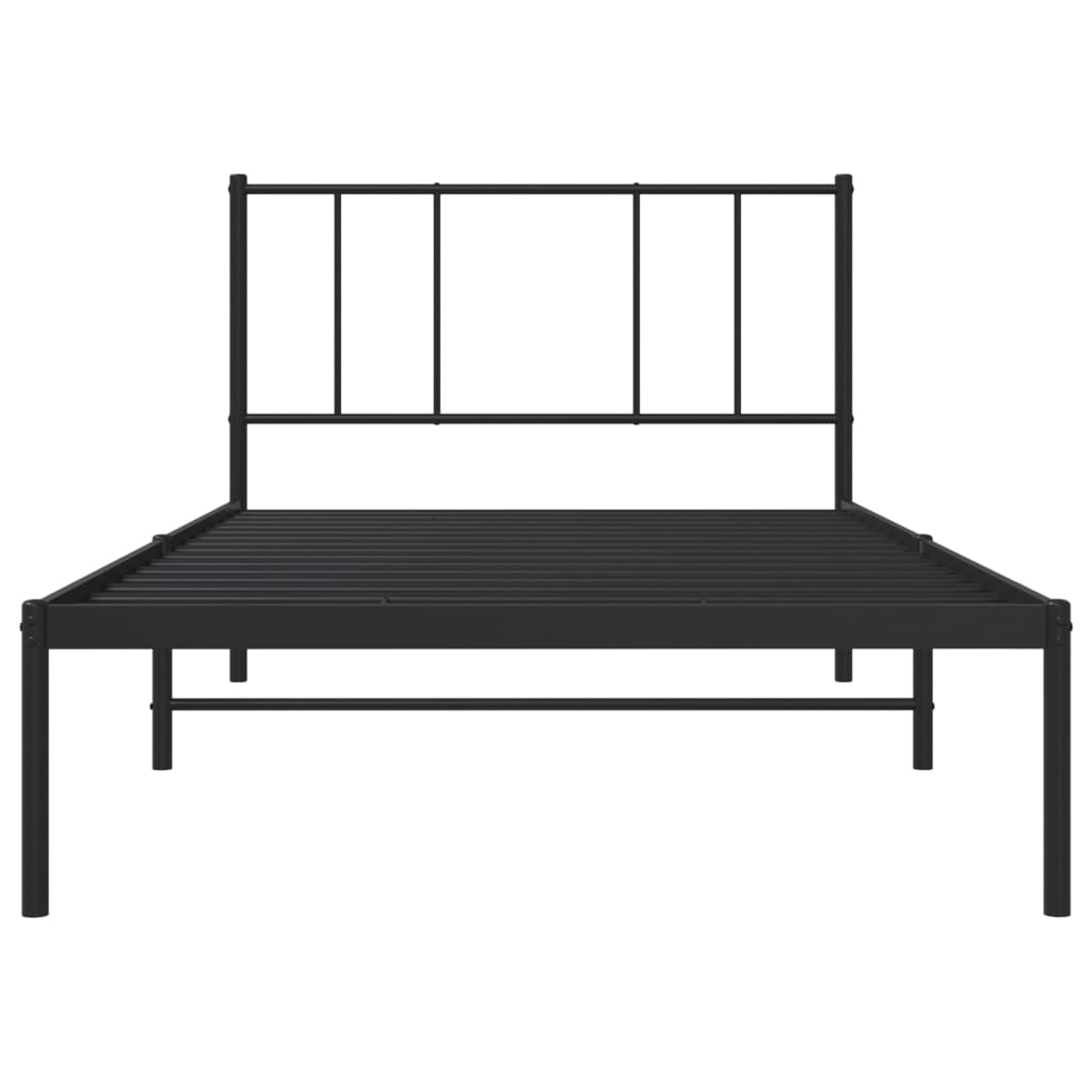 Metal Bed Frame without Mattress with Headboard Black 80x200cm
